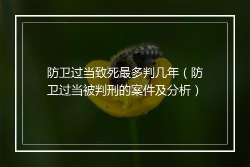 防卫过当致死最多判几年（防卫过当被判刑的案件及分析）