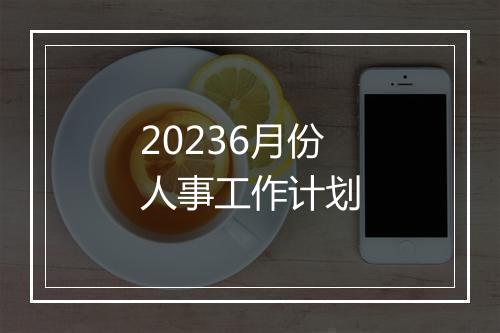 20236月份人事工作计划