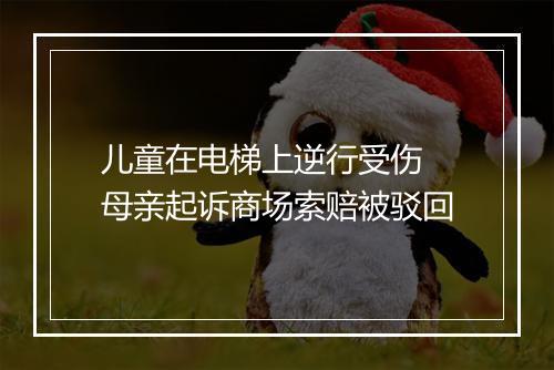 儿童在电梯上逆行受伤 母亲起诉商场索赔被驳回