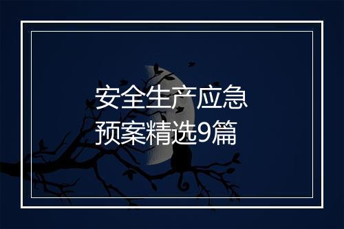 安全生产应急预案精选9篇