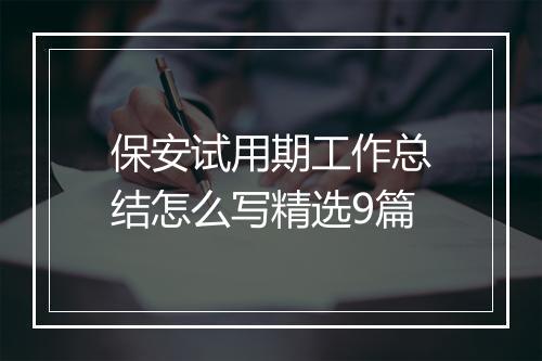 保安试用期工作总结怎么写精选9篇