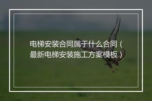 电梯安装合同属于什么合同（最新电梯安装施工方案模板）