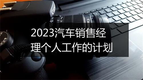 2023汽车销售经理个人工作的计划