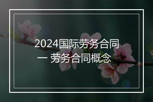 2024国际劳务合同 一 劳务合同概念