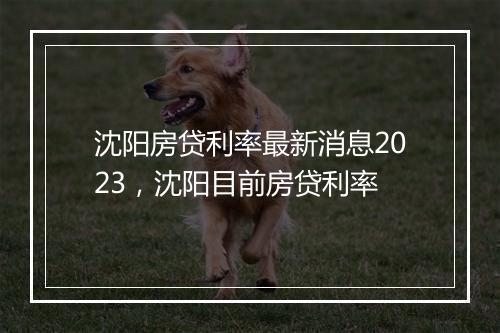沈阳房贷利率最新消息2023，沈阳目前房贷利率