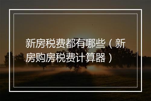 新房税费都有哪些（新房购房税费计算器）