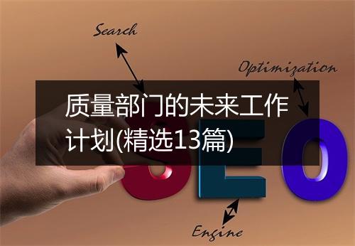 质量部门的未来工作计划(精选13篇)