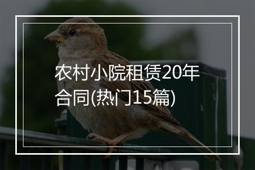 农村小院租赁20年合同(热门15篇)