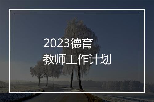 2023德育教师工作计划