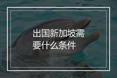 出国新加坡需要什么条件