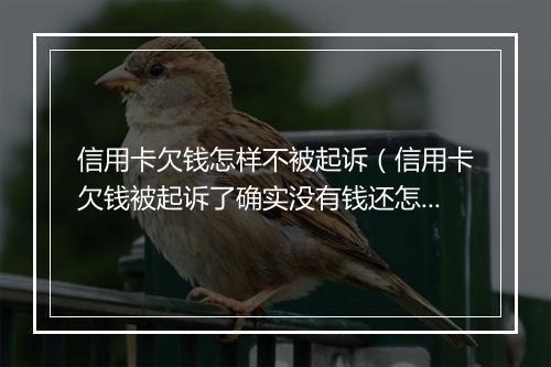 信用卡欠钱怎样不被起诉（信用卡欠钱被起诉了确实没有钱还怎么办）
