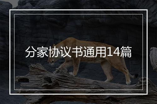 分家协议书通用14篇