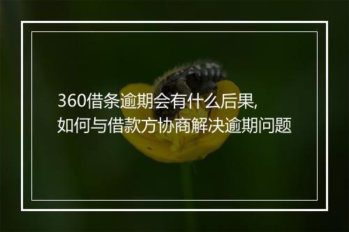 360借条逾期会有什么后果,如何与借款方协商解决逾期问题