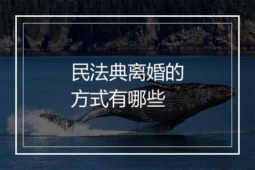 民法典离婚的方式有哪些