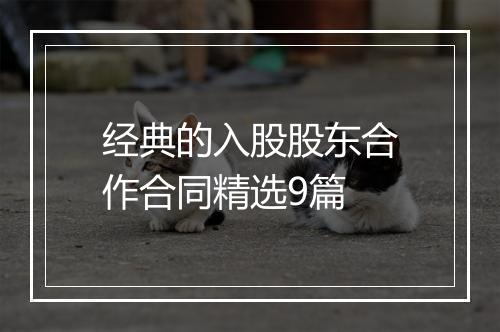 经典的入股股东合作合同精选9篇