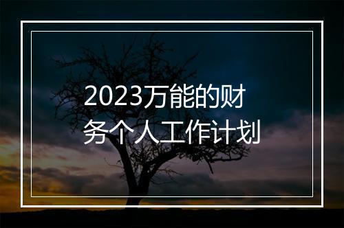 2023万能的财务个人工作计划