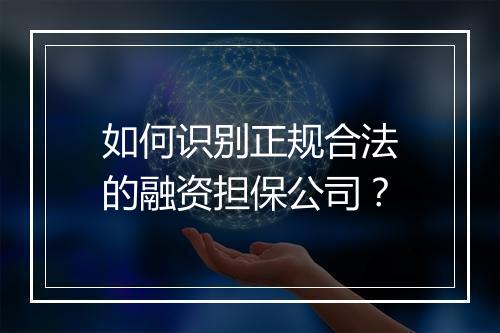 如何识别正规合法的融资担保公司？