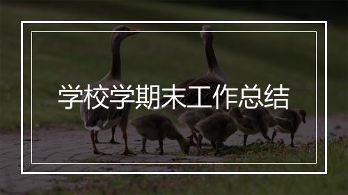 学校学期末工作总结
