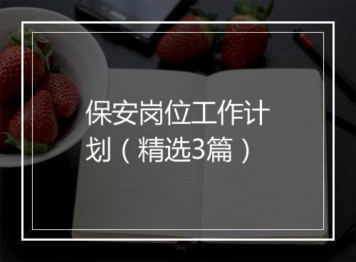 保安岗位工作计划（精选3篇）