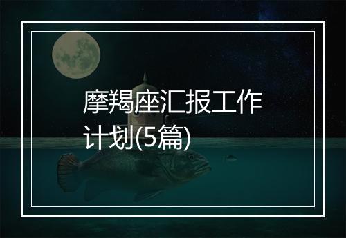 摩羯座汇报工作计划(5篇)
