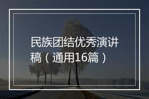 民族团结优秀演讲稿（通用16篇）