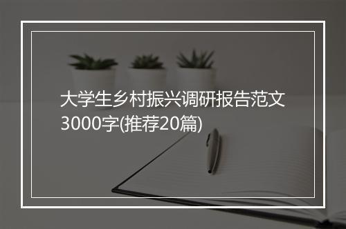大学生乡村振兴调研报告范文3000字(推荐20篇)