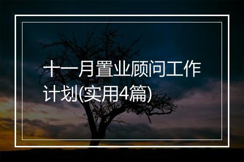 十一月置业顾问工作计划(实用4篇)