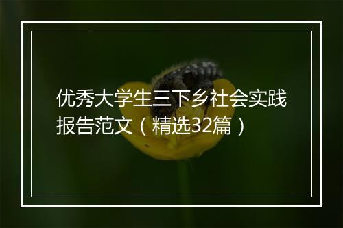 优秀大学生三下乡社会实践报告范文（精选32篇）