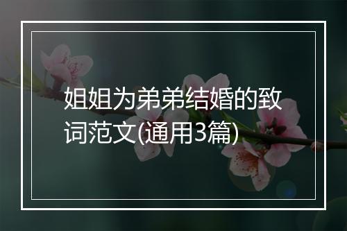 姐姐为弟弟结婚的致词范文(通用3篇)