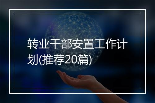 转业干部安置工作计划(推荐20篇)