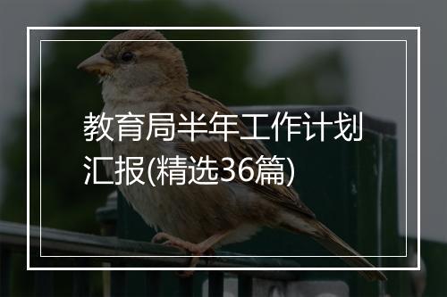 教育局半年工作计划汇报(精选36篇)