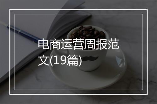 电商运营周报范文(19篇)