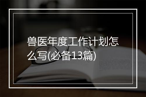 兽医年度工作计划怎么写(必备13篇)