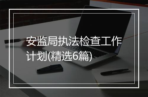 安监局执法检查工作计划(精选6篇)
