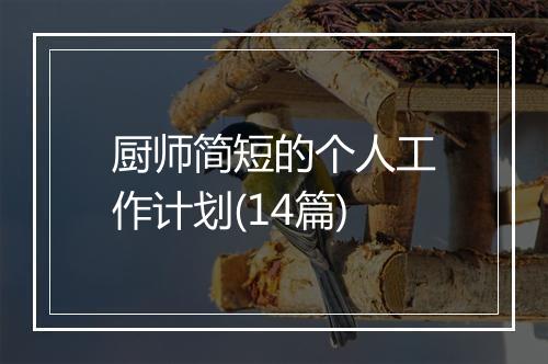 厨师简短的个人工作计划(14篇)
