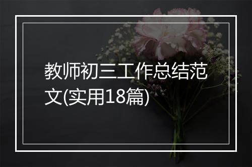 教师初三工作总结范文(实用18篇)