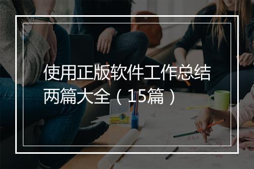 使用正版软件工作总结两篇大全（15篇）
