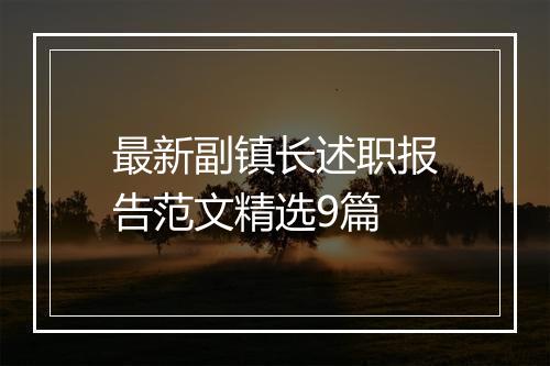 最新副镇长述职报告范文精选9篇