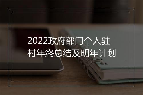 2022政府部门个人驻村年终总结及明年计划