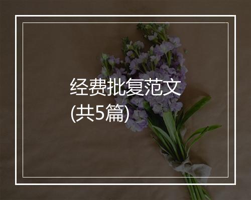 经费批复范文(共5篇)