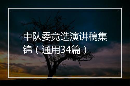 中队委竞选演讲稿集锦（通用34篇）