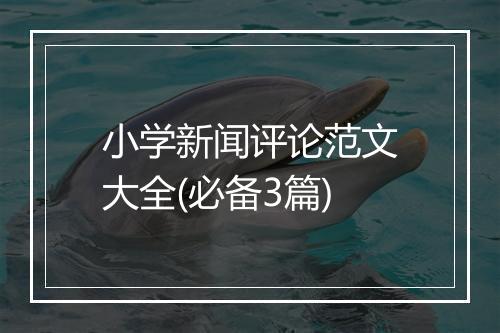 小学新闻评论范文大全(必备3篇)