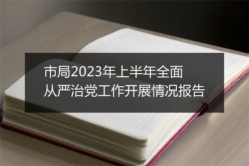 市局2023年上半年全面从严治党工作开展情况报告