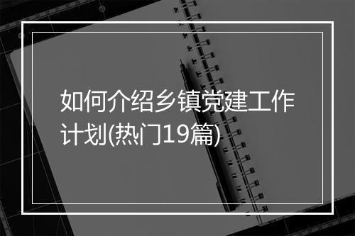 如何介绍乡镇党建工作计划(热门19篇)