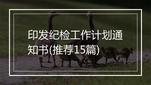 印发纪检工作计划通知书(推荐15篇)