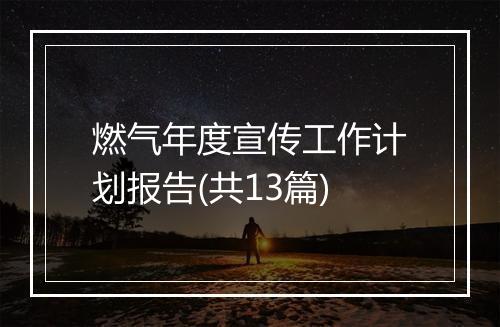 燃气年度宣传工作计划报告(共13篇)