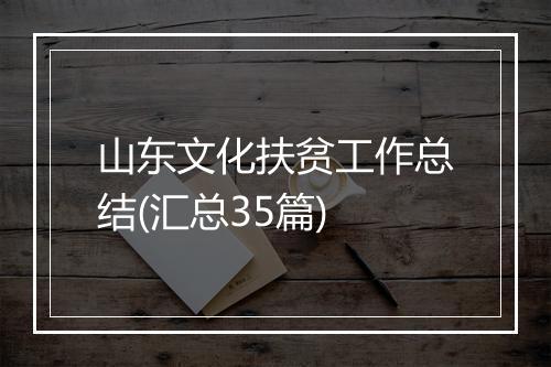 山东文化扶贫工作总结(汇总35篇)