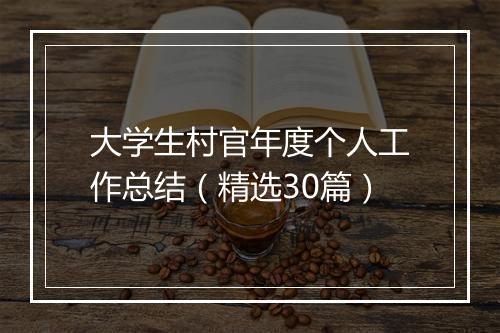 大学生村官年度个人工作总结（精选30篇）