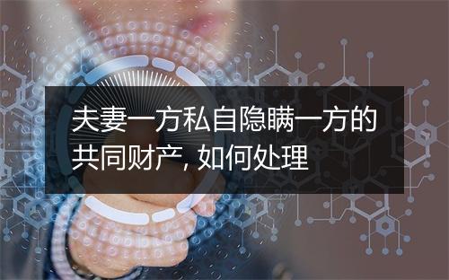 夫妻一方私自隐瞒一方的共同财产, 如何处理