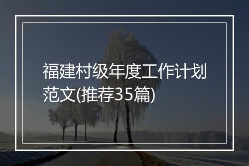 福建村级年度工作计划范文(推荐35篇)